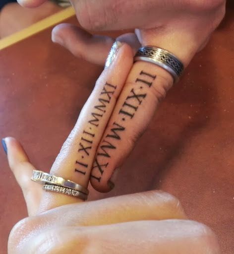 Finger couple tattoo