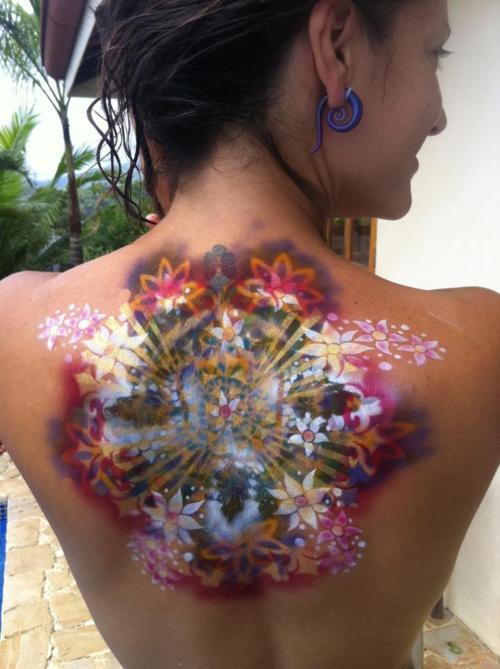 Colorful flower tattoo