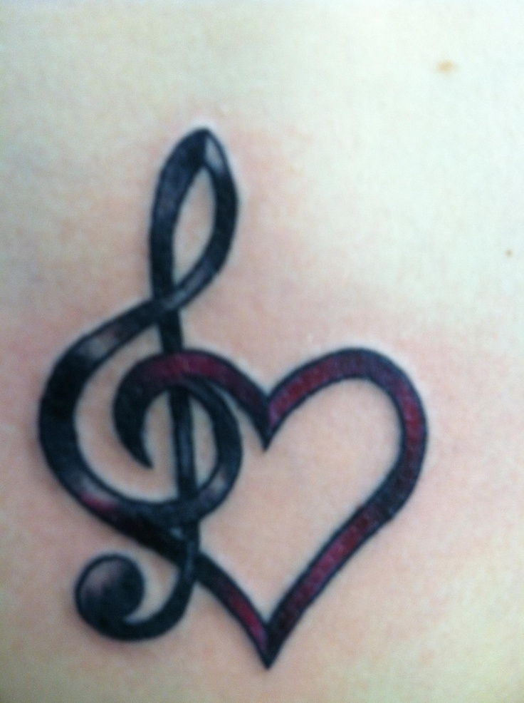 Pretty music and heart shape tattoo