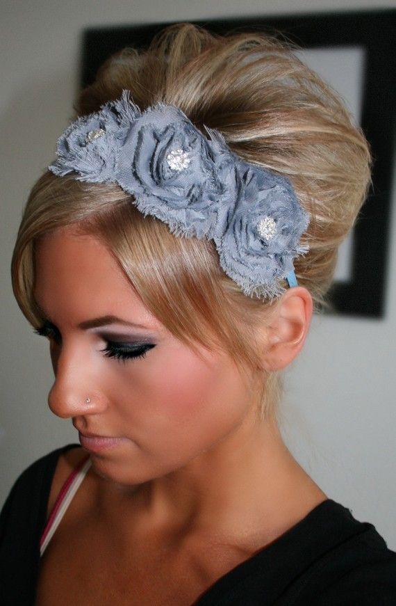 Updo hairstyle with handmade headband