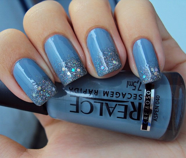 Blue decorated nails