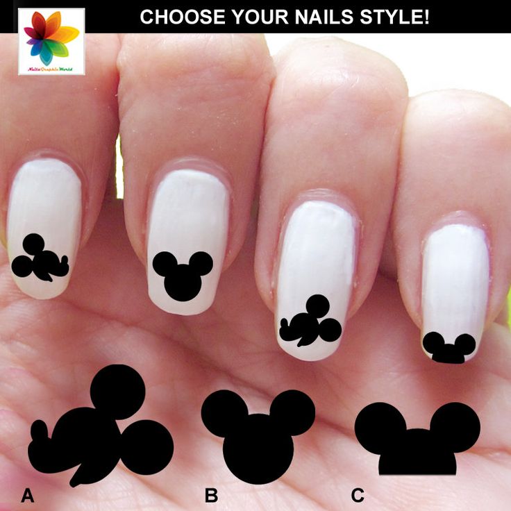 Black and white Mickey Mouse Nails