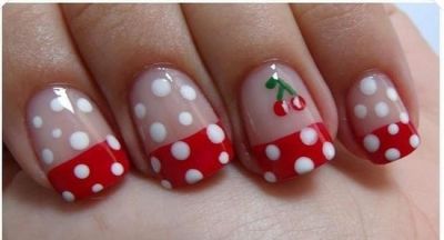 Cherry Nail Design for French Manicure