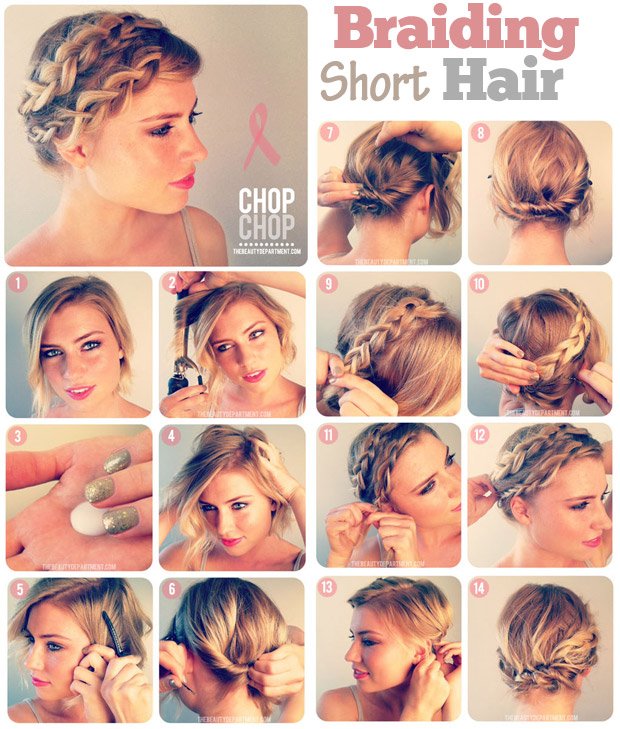 Braided hairstyle for short hair