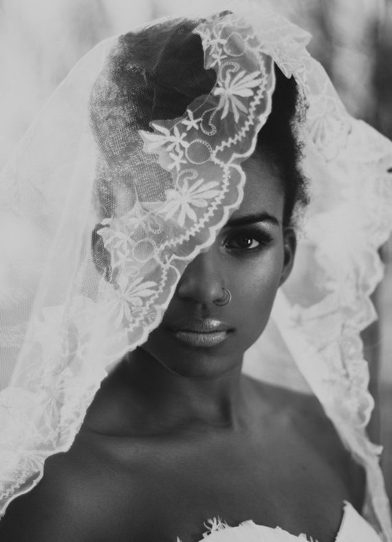 Wedding updo with veil for black women
