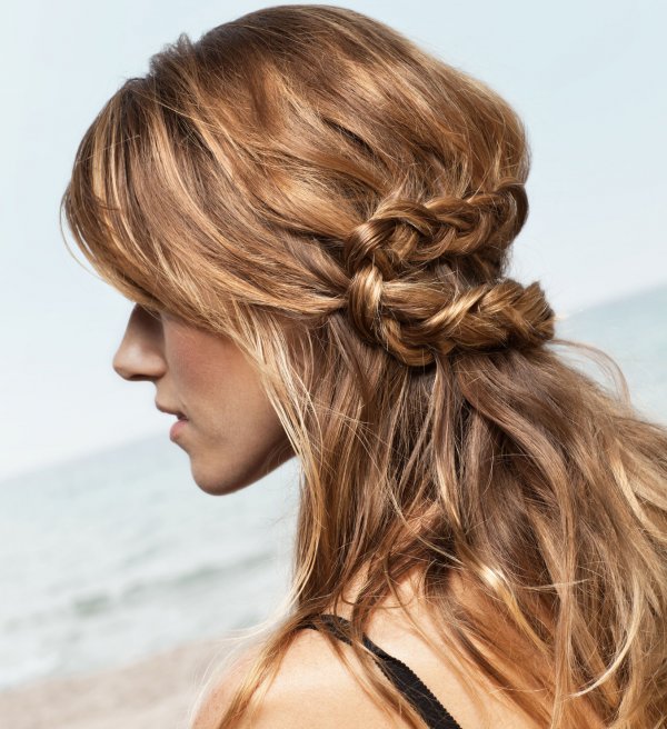 Loose braided hairstyles: messy knot