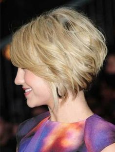 Stacked wavy bob haircut