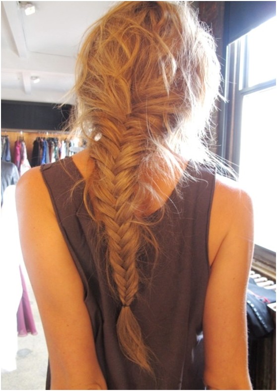 Messy braided ponytail hairstyle