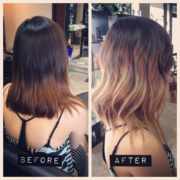 Medium layered hairstyle for ombre hair