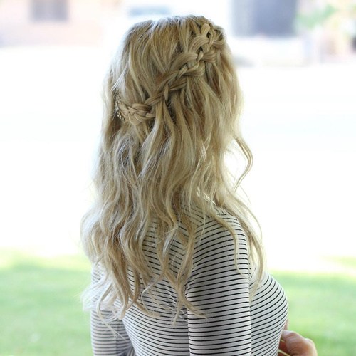 Heart shape waterfall braid