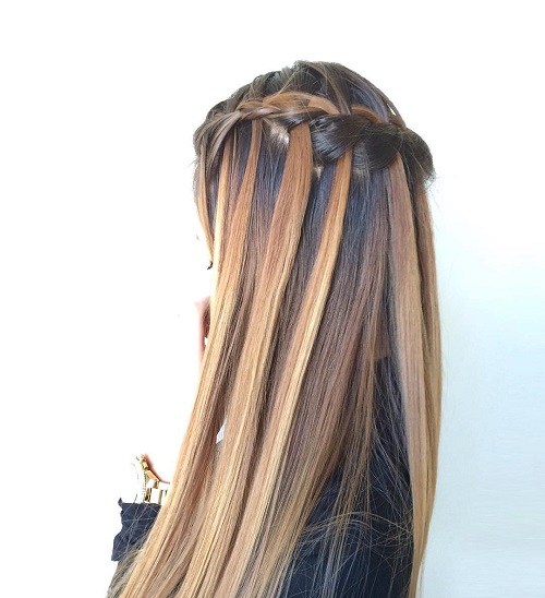 Waterfall braid for straight hair