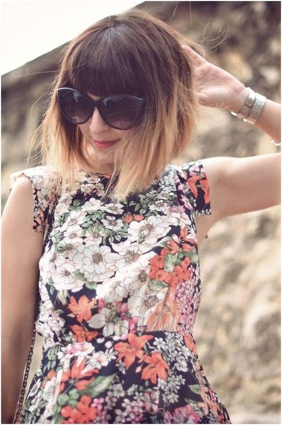 Nice short bob hairstyle with blunt bangs
