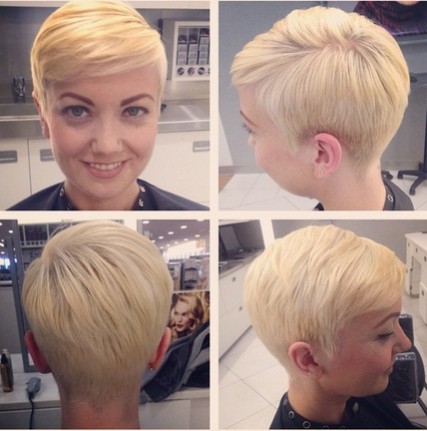 Pixie hairstyle with subtle bangs
