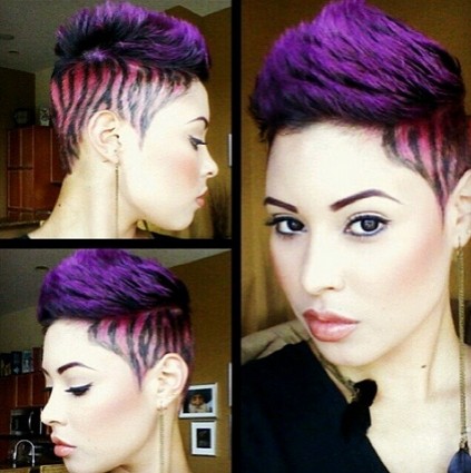 Short hairstyle for purple hair