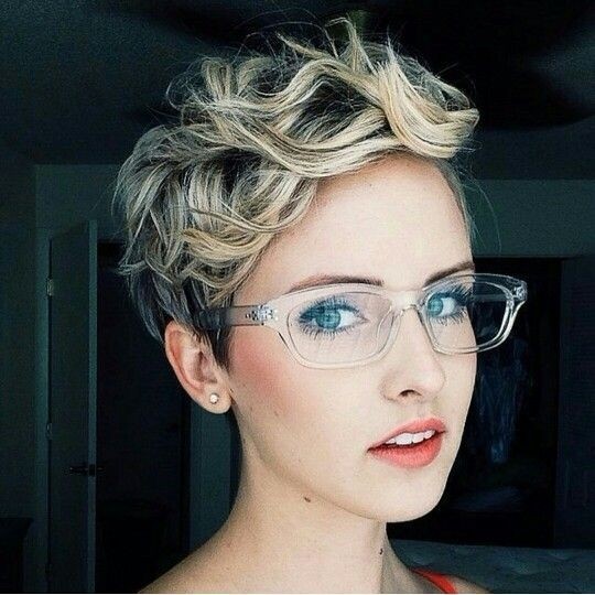 Trendy short curly pixie haircut