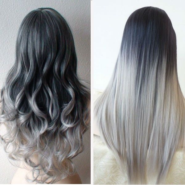 Long gray ombre hairstyle
