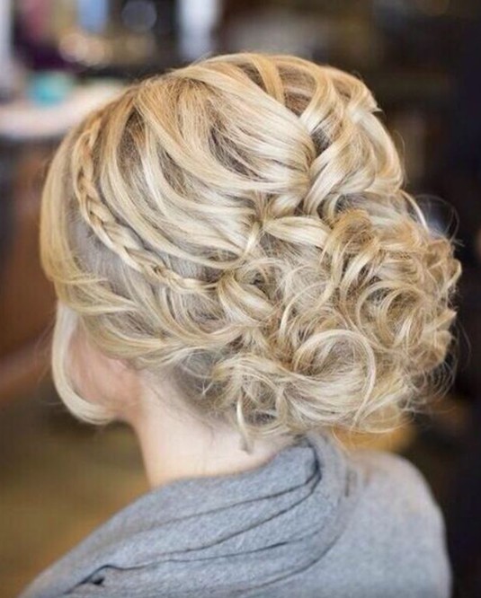 Messy Braided Updo Hairstyle for Blonde Hair
