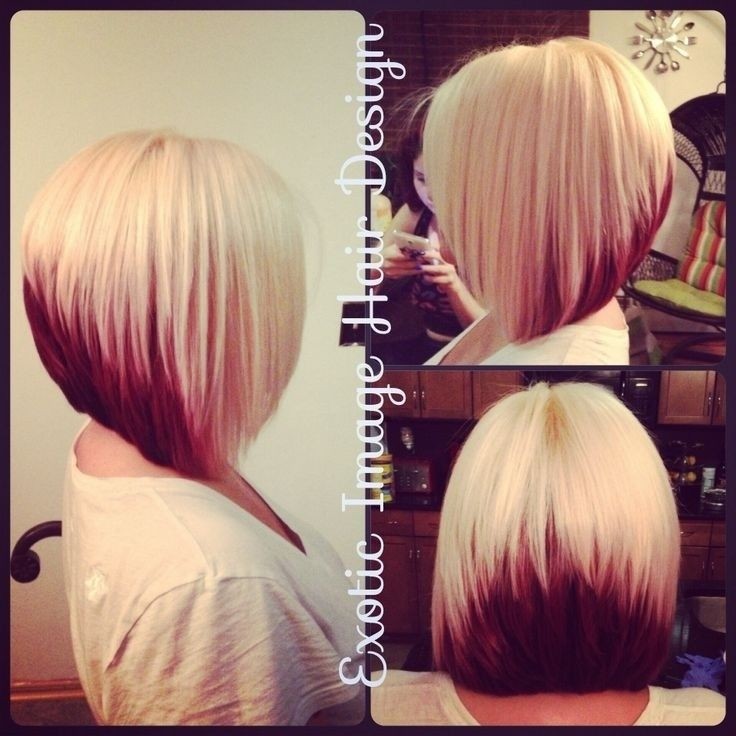 Stacked bob haircut for blonde and red hair