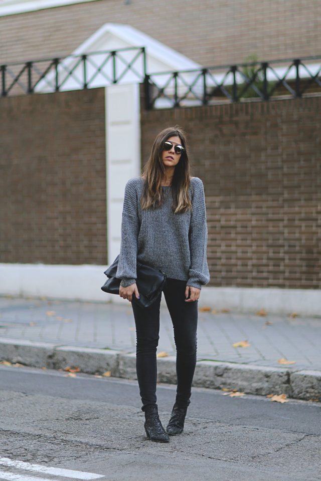 oversized sweaters and jeans over