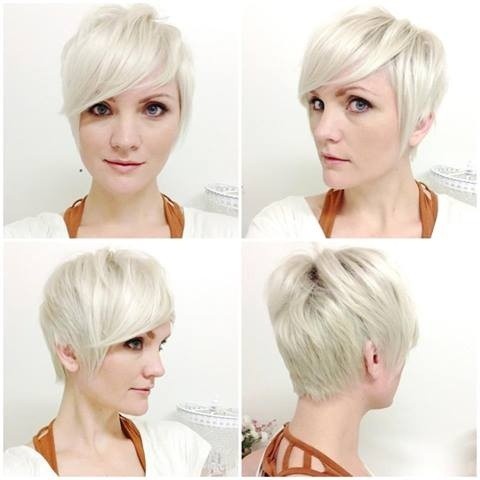 Pixie haircut with side bangs for blonde hair