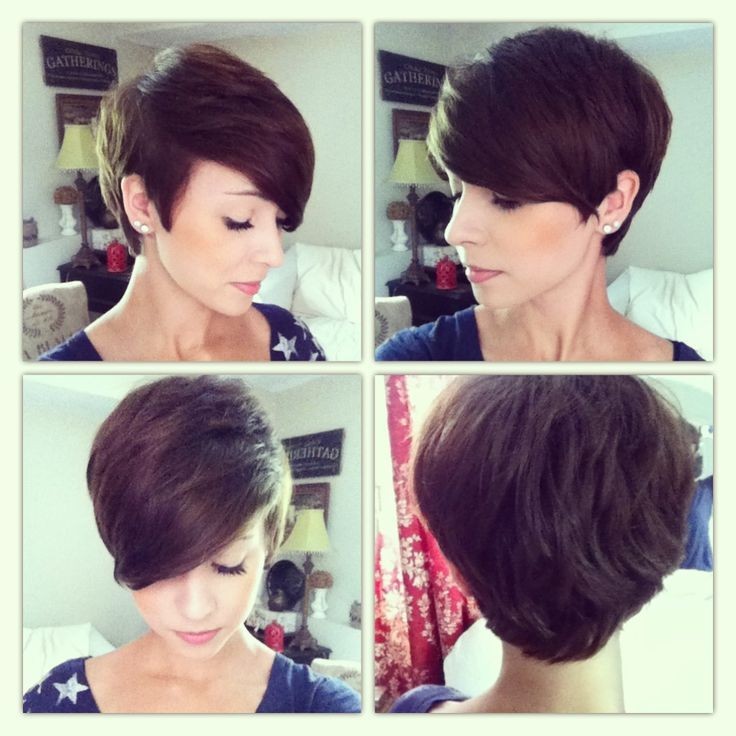 Wavy pixie haircut with side bangs