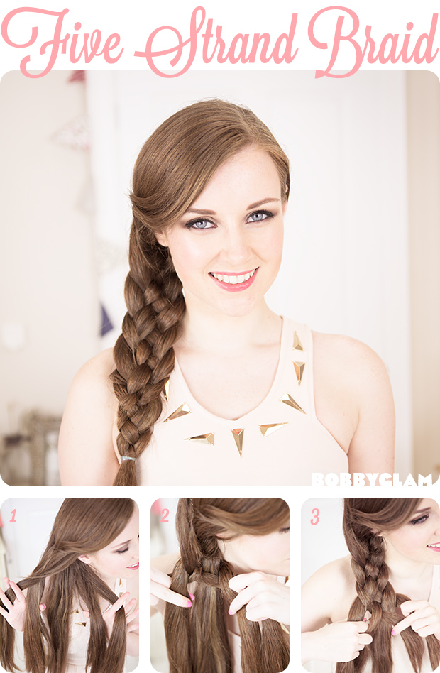 Tutorial for braided hairstyles with five strands