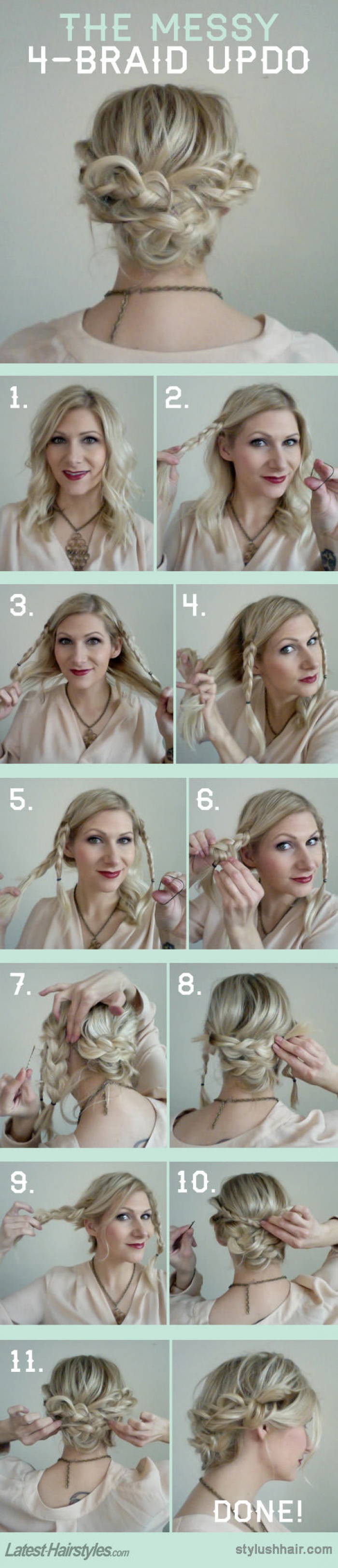 Messy Braided Updo Hairstyle Tutorial