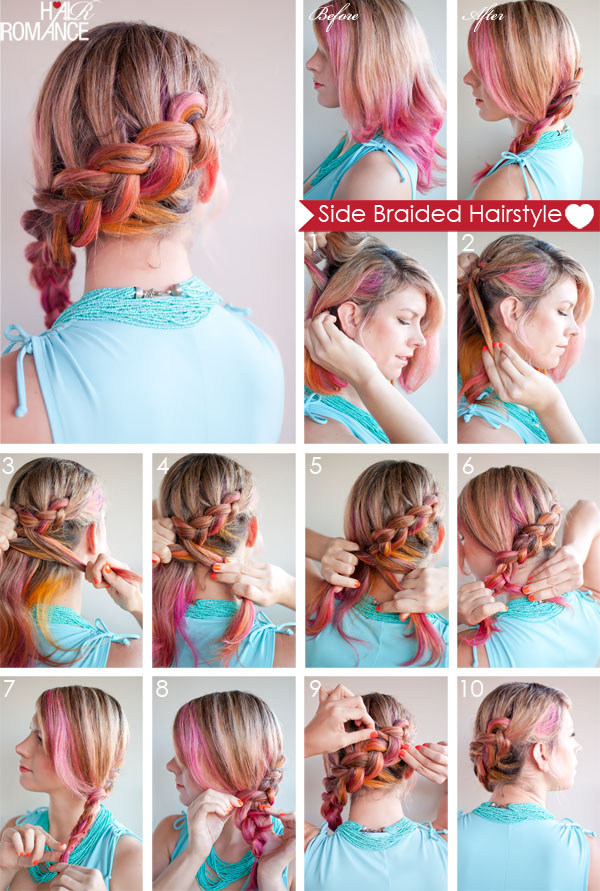Tutorial for side braided hairstyles