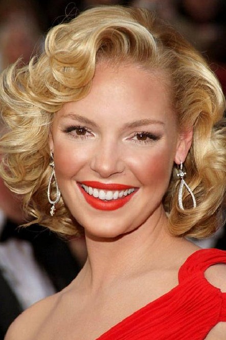 Katherine Heigl Short blonde curly hairstyles for the homecoming wedding "width =" 465