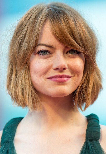 Emma Stone Short Bob Haircut with Bangs for Women" width="465