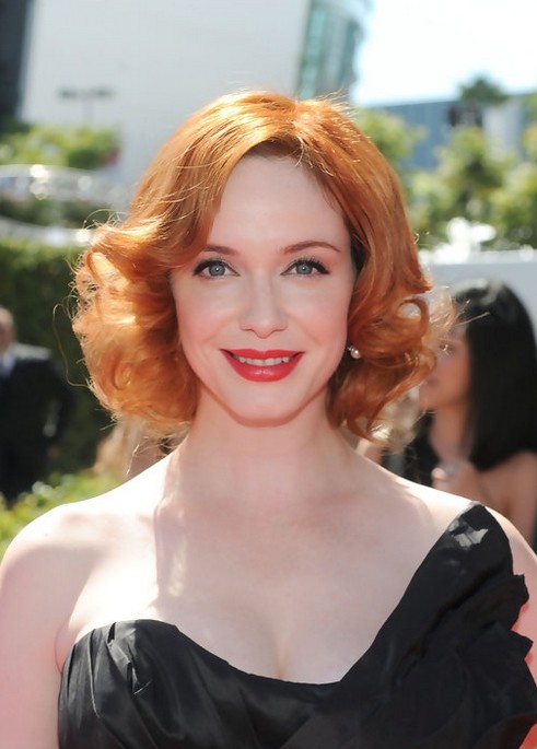 Christina Hendricks Short Red Curly Hairstyle for Women" width="465