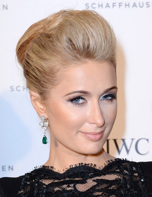2014 Paris Hilton Medium Hairstyles: Bobby Pinned Updo