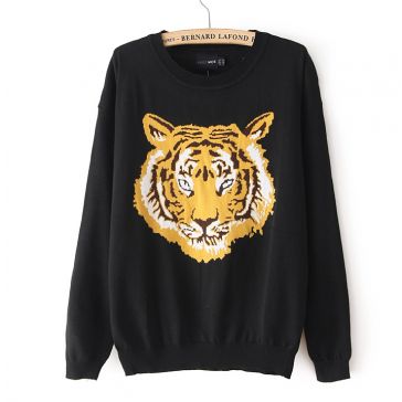 Street chic tiger head print sweater for women 2014