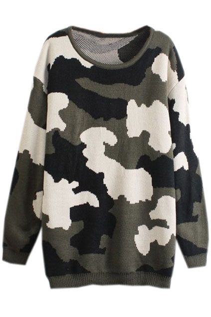 Camouflage Army Green Jumper - The latest street look