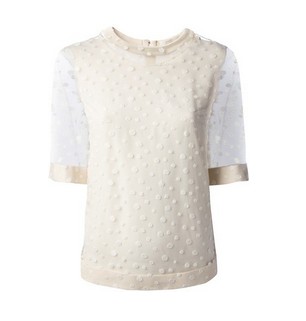 CHLOE transparent polka dot blouse, ivory