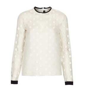 Sister Jane sheer spot blouse, ivory fabric, oversized dot