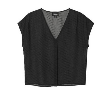 Monki Ros blouse, black, mini flocked dots, see-through creeper