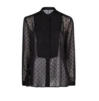 Mango Polka Dot Flecked Motif Blouse, Black