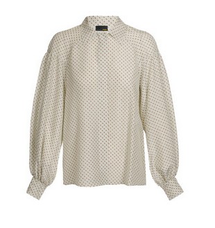 FENDI Dot Perforated silk blouse, light gray