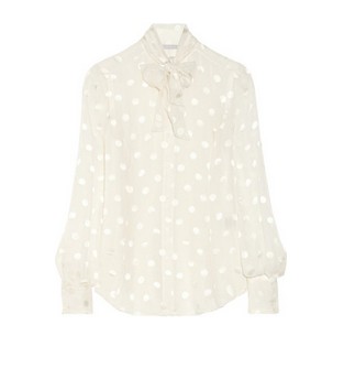 Jason Wu Polka-Dot Jacquard Chiffon Blouse in Silk Blend, Ivory