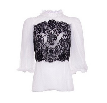 Dolce & Gabbana blouse made of white and black lace, dotted fabric