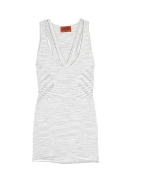 Missoni Pointelle knitted racer back tank, gray and white