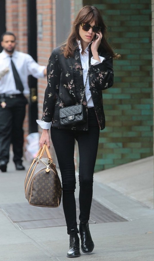 Alexa Chung satin jacket with floral pattern