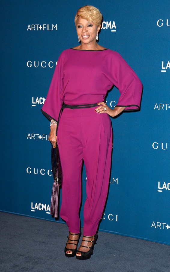 Mary J. Blige Chic Raspberry Jumpsuit by Gucci