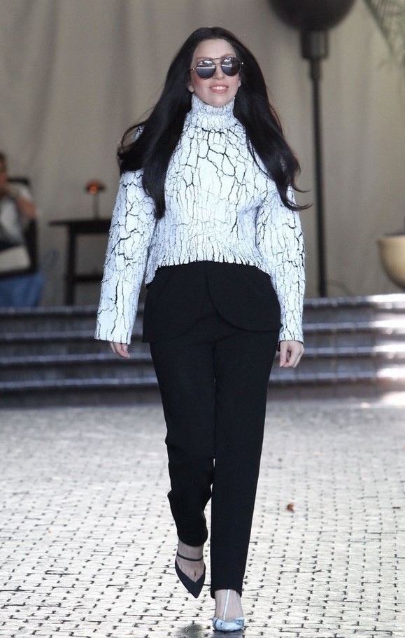 Lady Gaga turtleneck sweater by Balencaiga