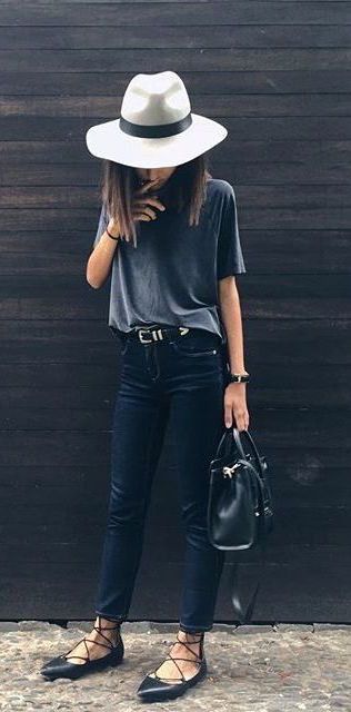 Gray and black outfit