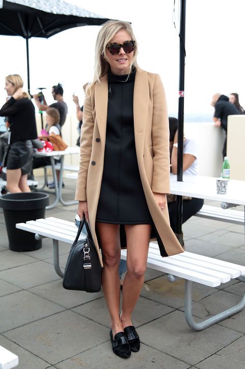 Camel coat and slippers