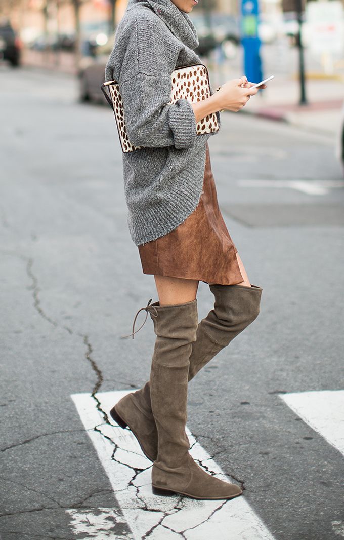 Suede knee high boots
