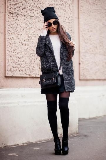 Knee high socks and ankle boots
