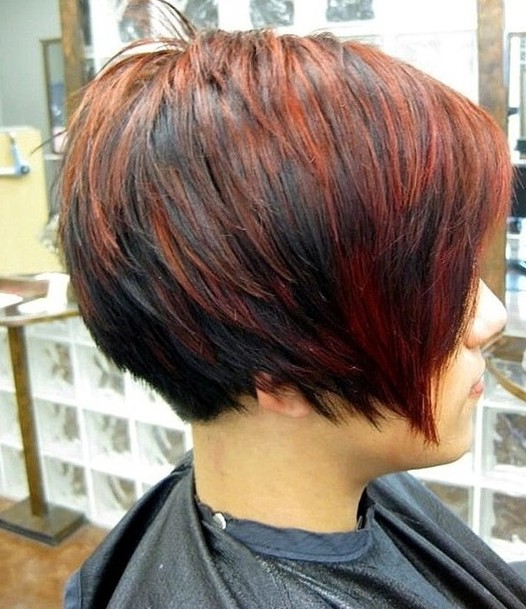2014 Short Red Black Haircut for women